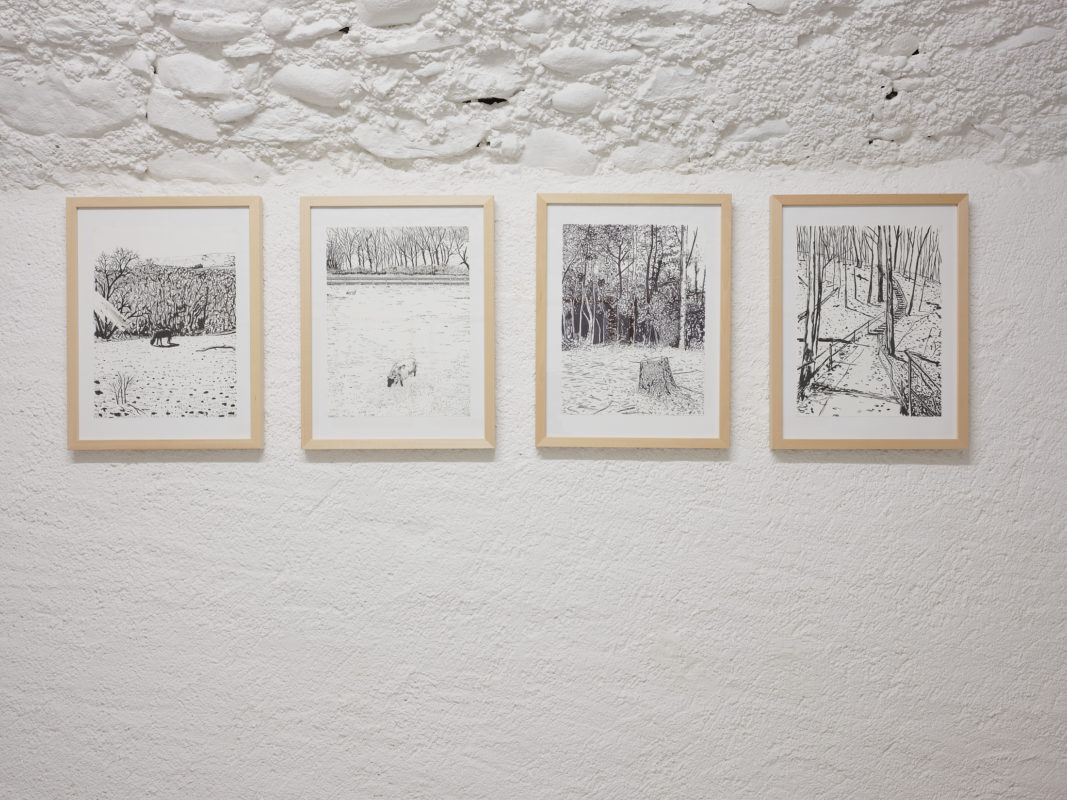 Vue de l'exposition "Les ruisseaux aériens" à la Ferme de la Chapelle