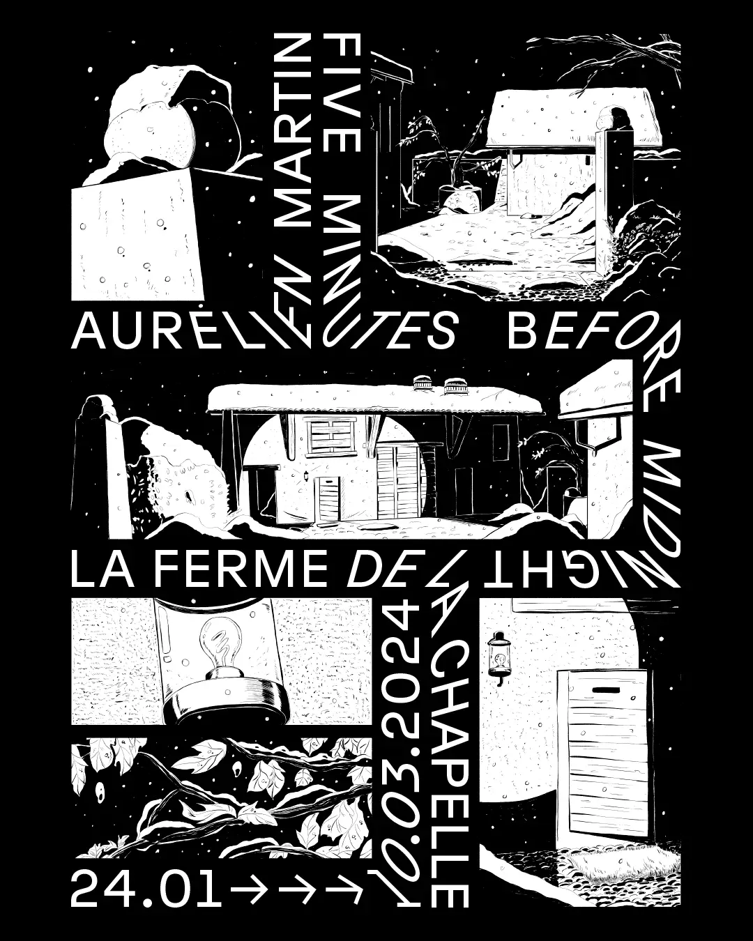 Poster for Aurélien Martin's exhibition at Ferme de la Chapelle.