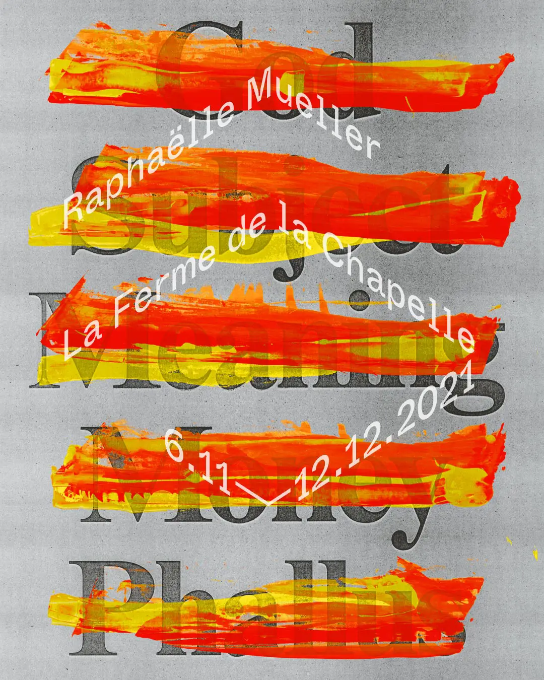 Poster for Raphaëlle Mueller's exhibition at Ferme de la Chapelle.